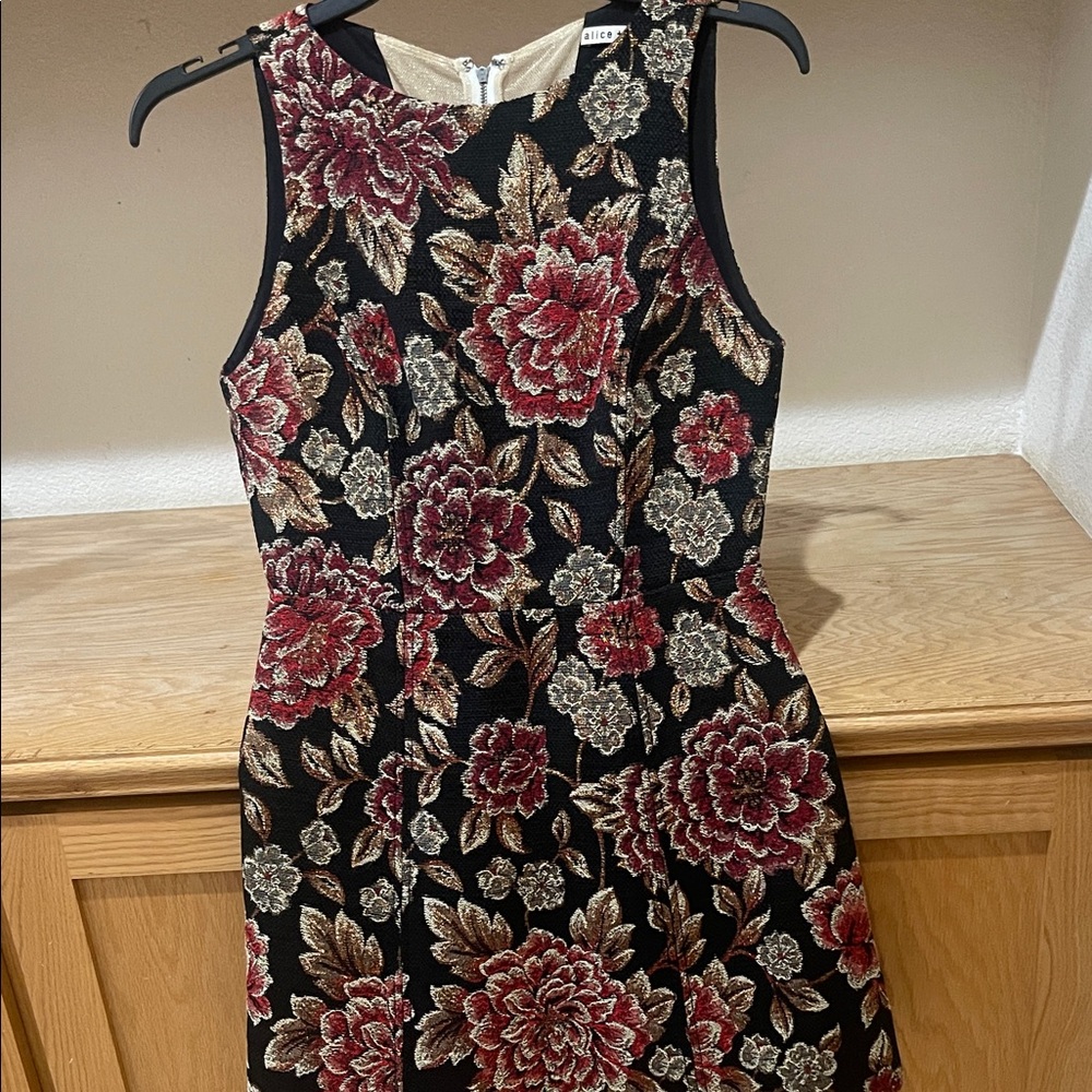 Alice + Olivia Black and Red Floral Mini Dress